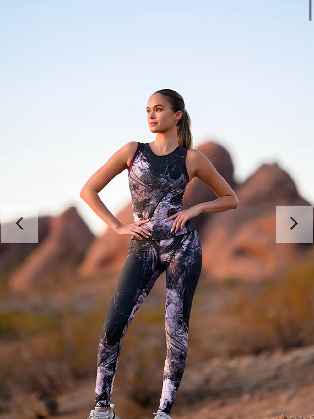 High-Waist Marble Print Active Jumpsuit in Black & Gray
